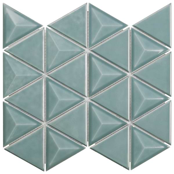 Brookline Triangle Marine Blue 4" Glossy Ceramic Mosaic Tile
