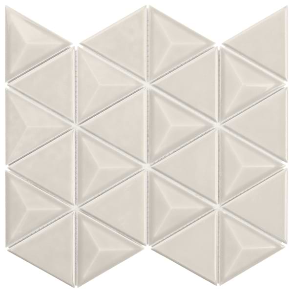 Brookline Triangle Mushroom Gray 4" Glossy Ceramic Mosaic Tile