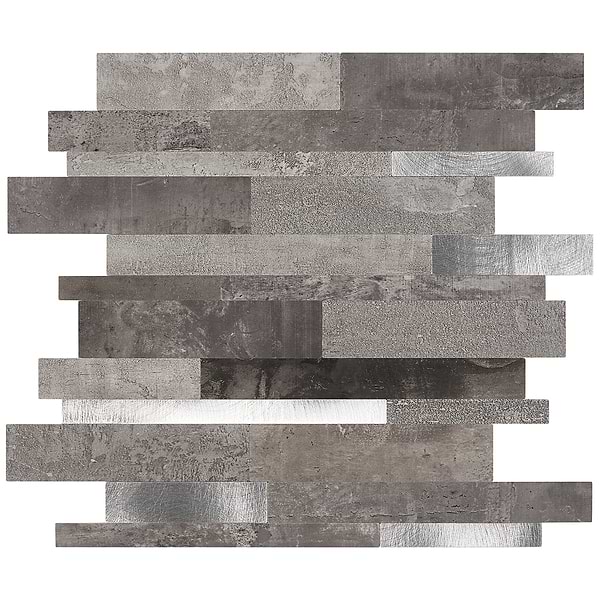 Metalway LPS Cement Gray Solid Core Peel & Stick Self Adhesive Metallic Look Matte Mosaic Tile