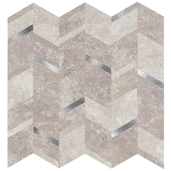 Tether Silver Chevron Solid Core Peel & Stick Self Adhesive Mosaic Tile