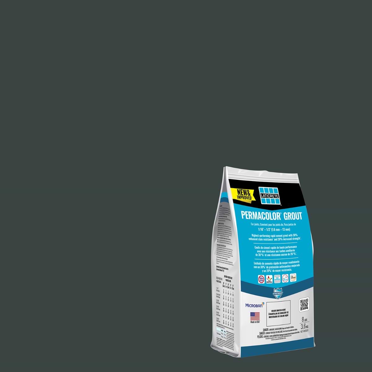 Laticrete Permacolor Raven Grout- 8lb; in Raven Gray