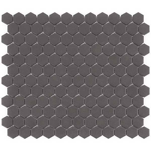 Level Black 1" Hexagon Matte Porcelain Tile