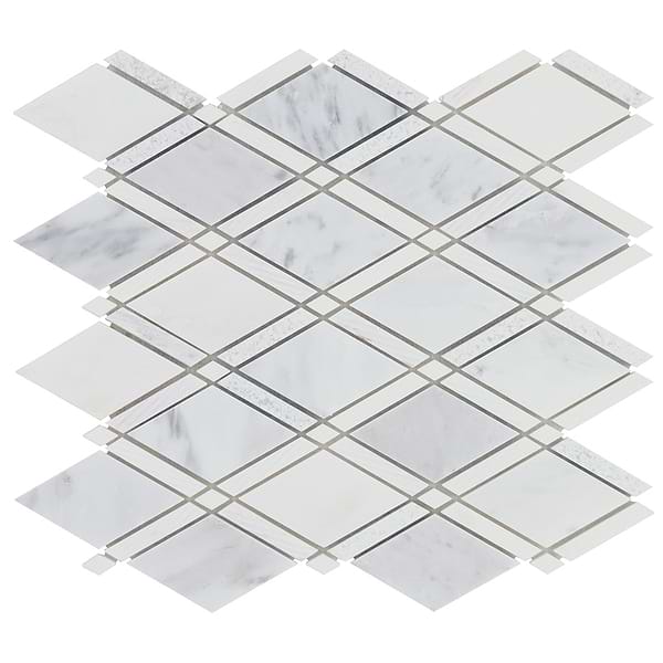 Imperial Asian Statuary Gray Polished Textured Marble Mosaic Tile