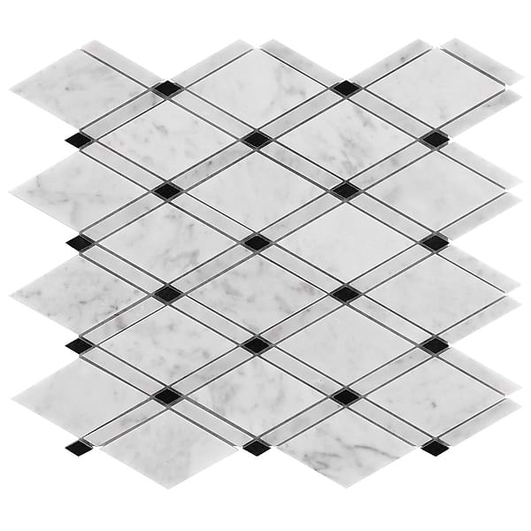 Imperial Pavo Gray Blend Polished Marble Mosaic Tile