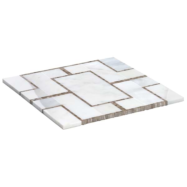 Cul De Sac Athens Gray & Asian Statuary Marble Mosaic Tile