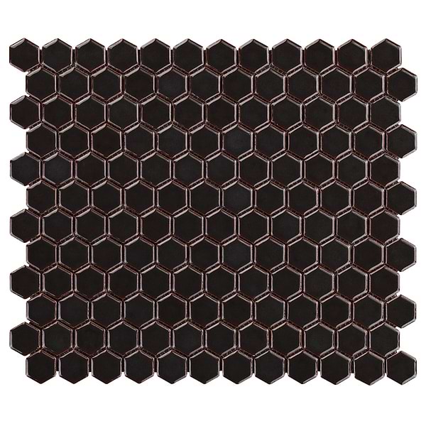 Eden Pavement Gray Rimmed 1" Hexagon Polished Porcelain Mosaic