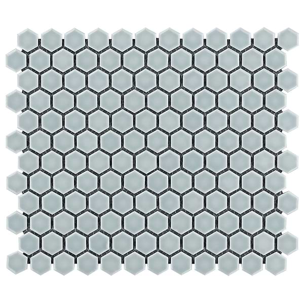 Eden Modern Gray Rimmed 1" Hexagon Polished Porcelain Mosaic