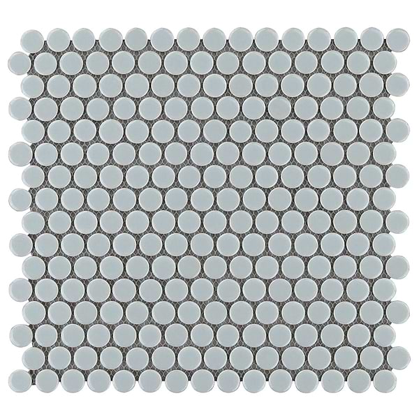 Eden Modern Gray Rimmed 1" Penny Round Polished Porcelain Mosaic