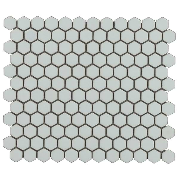 Eden Antiguan Sky Gray Rimmed 1" Hexagon Polished Porcelain Mosaic