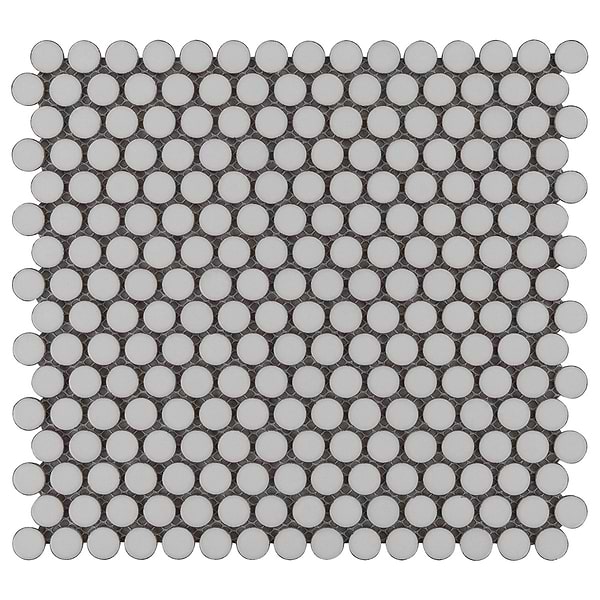 Eden Antiguan Sky Gray Rimmed 1" Penny Round Polished Porcelain Mosaic