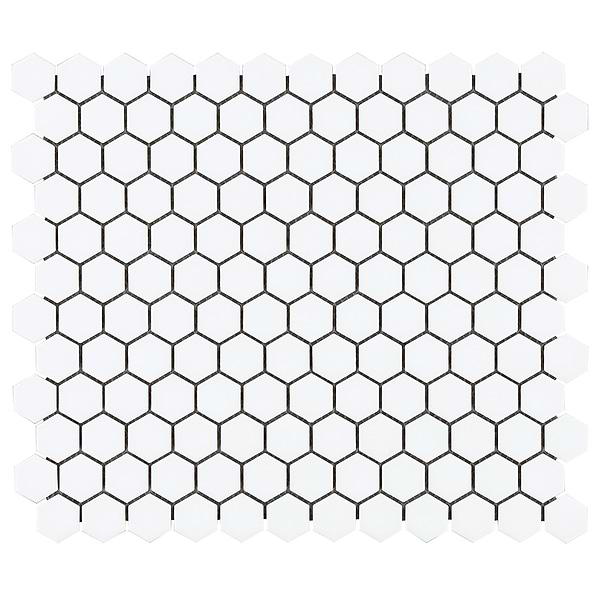 Eden White 1" Hexagon Matte Porcelain Mosaic