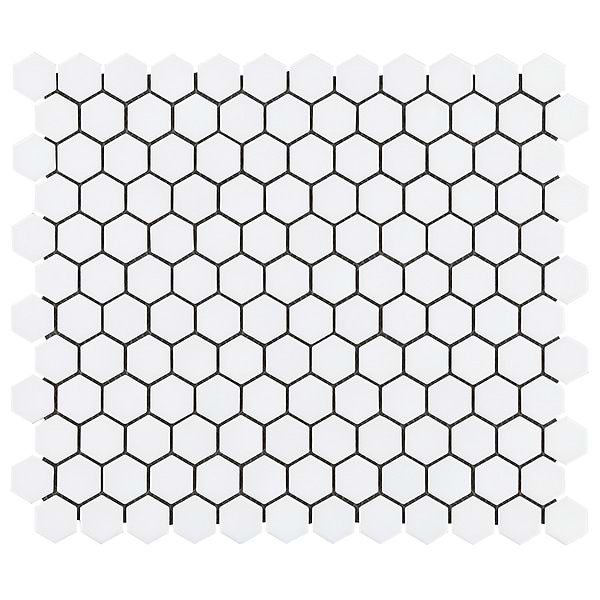 Eden White 1" Hexagon Polished Porcelain Mosaic Tile