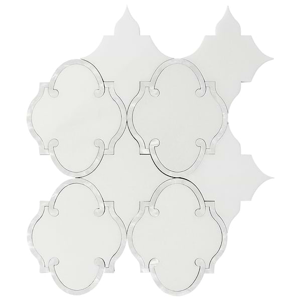 Highland Marrakesh White Thassos Marble With Pearl Shell Polished Mosaic Tile