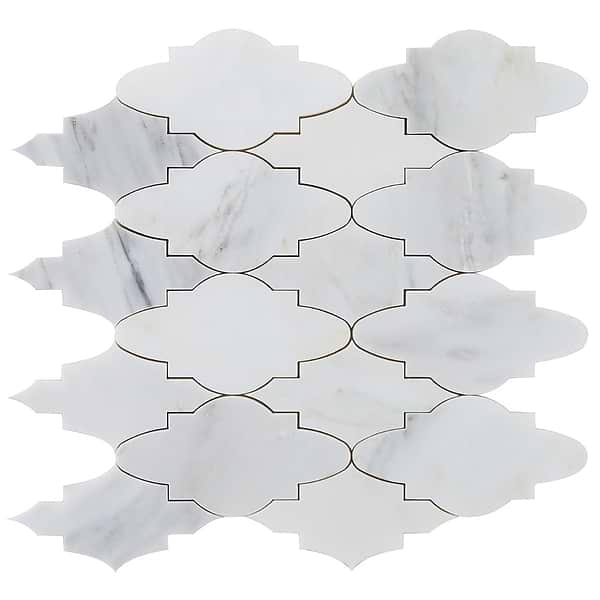 Odeza Stonington Gray 3x6 Arabesque Marble Mosaic Tile