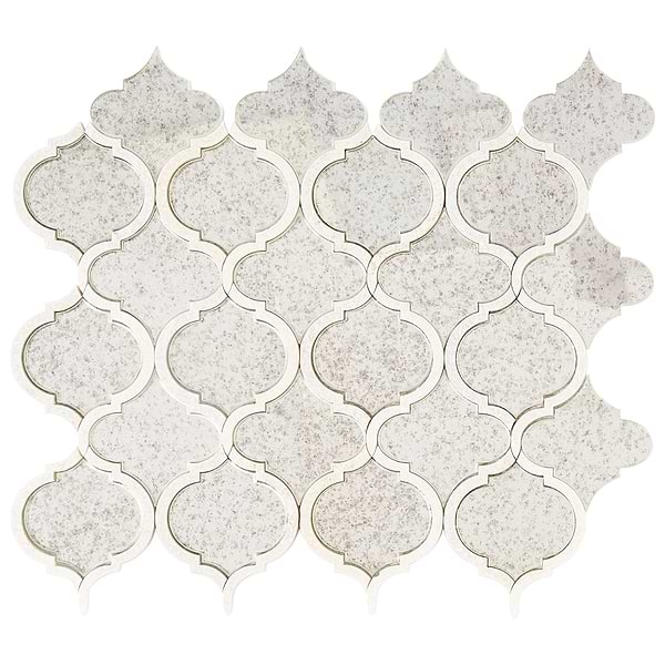 Veranda Lunar Light Antique Mirror Polished Mosaic Tile with Quartz Accents