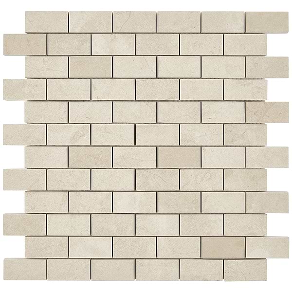 Aero Cream Light Beige 1x2 Polished Limestone Mosaic Tile