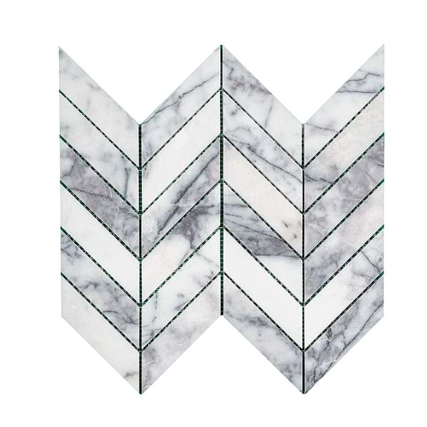 Lilac White 1x4 Chevron Honed Marble Mosaic