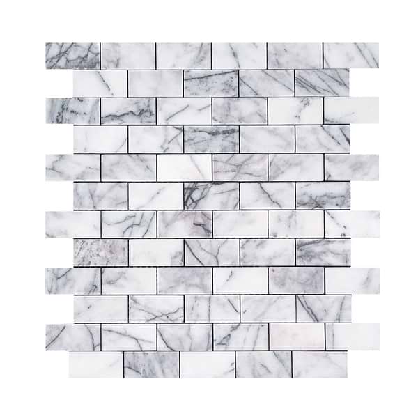 Lilac White 1x2 Honed Marble Mosaic