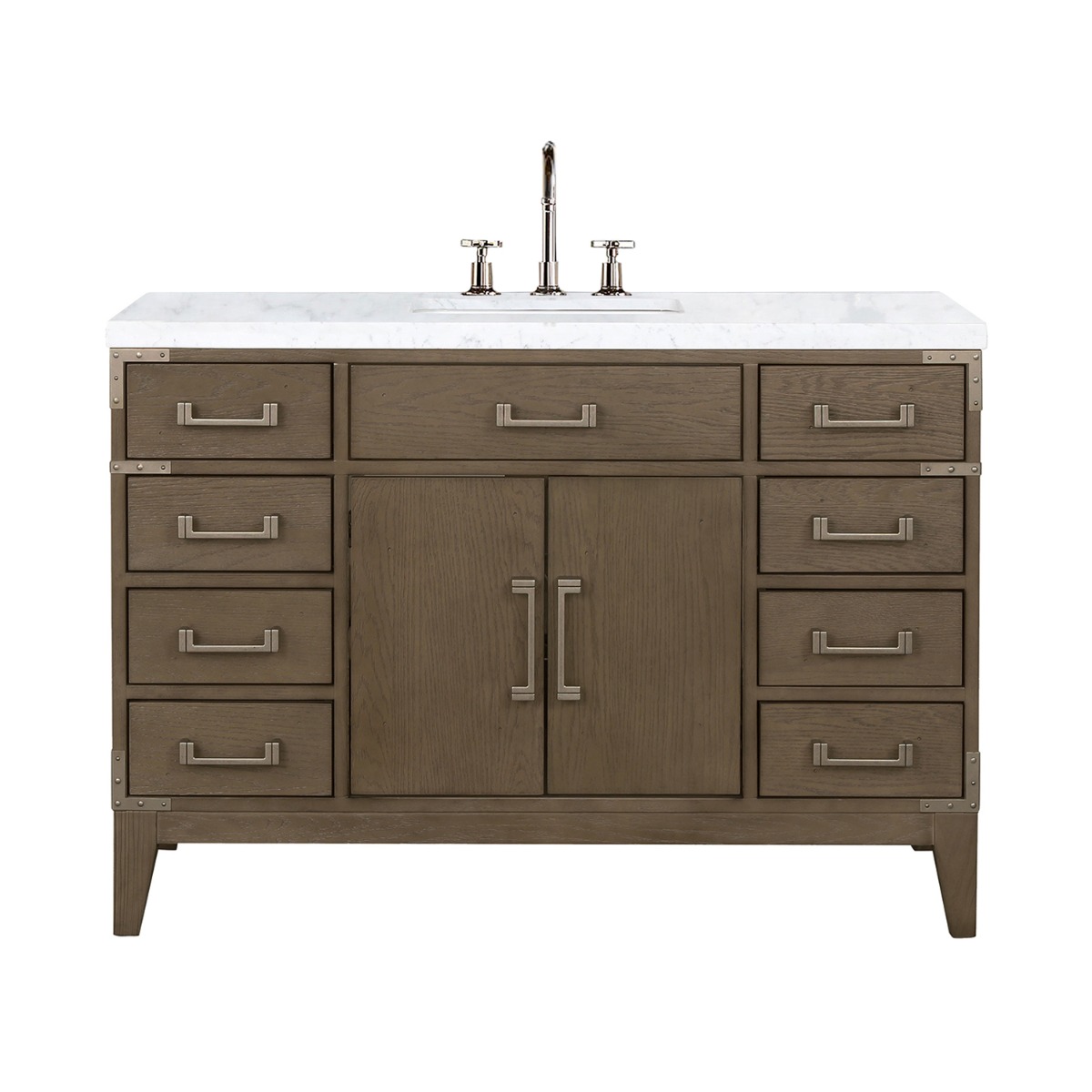 Aiden Gray Oak 48" Single Vanity wth Carrara Marble Top