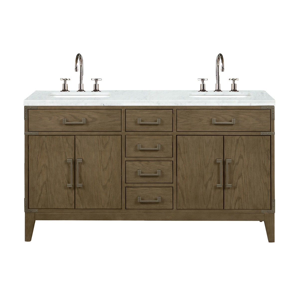 Aiden Gray Oak 60" Double Vanity wth Carrara Marble Top