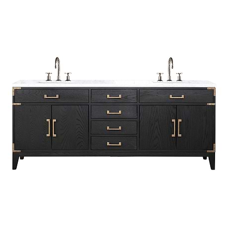 Aiden Black Oak 80" Double Vanity with Carrara Marble Top
