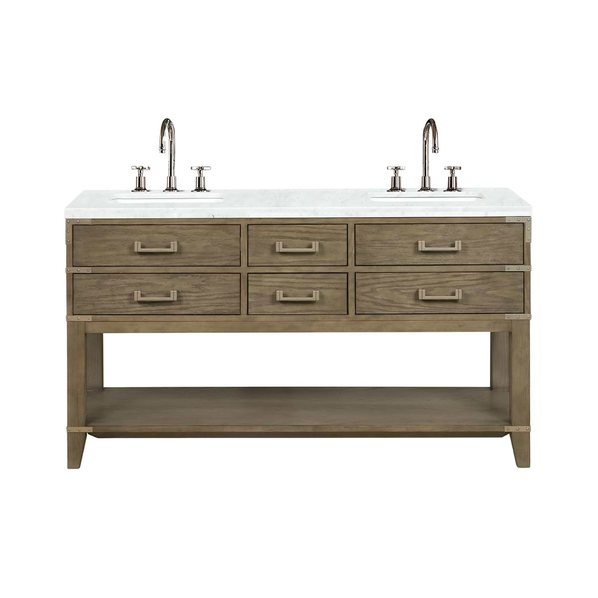 Calico Gray Oak 60" Double Vanity with Carrara Marble Top