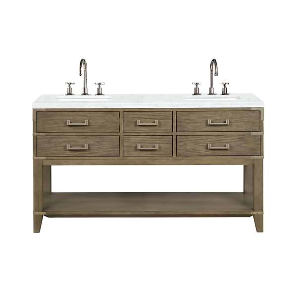 Calico Gray Oak 60" Double Vanity with Carrara Marble Top