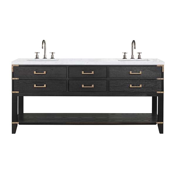 Calico Black Oak 72" Double Vanity with Carrara Marble Top