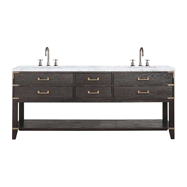 Calico Brown Oak 80" Double Vanity with Carrara Marble Top