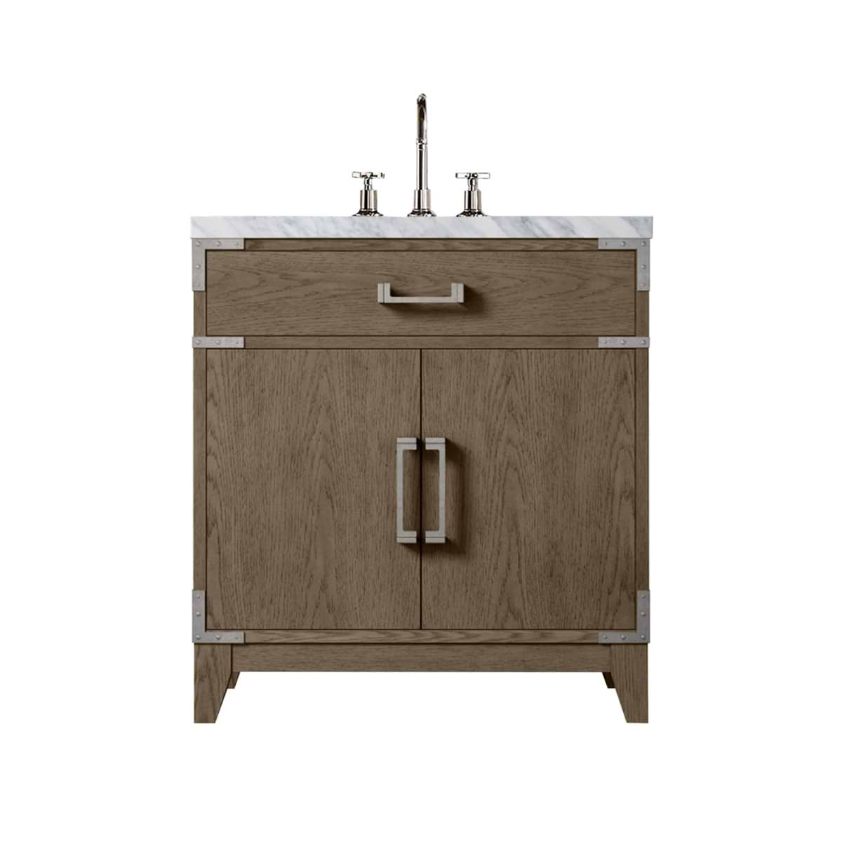 Aiden Gray Oak 30" Single Vanity wth Carrara Marble Top