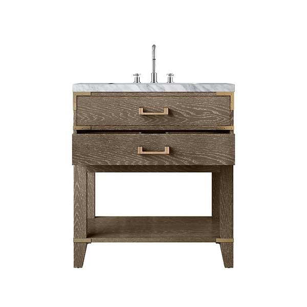 Calico Gray Oak 30" Single Vanity with Carrara Marble Top