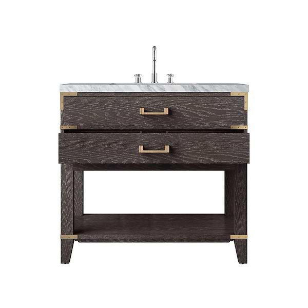 Calico Brown Oak 36" Single Vanity with Carrara Marble Top
