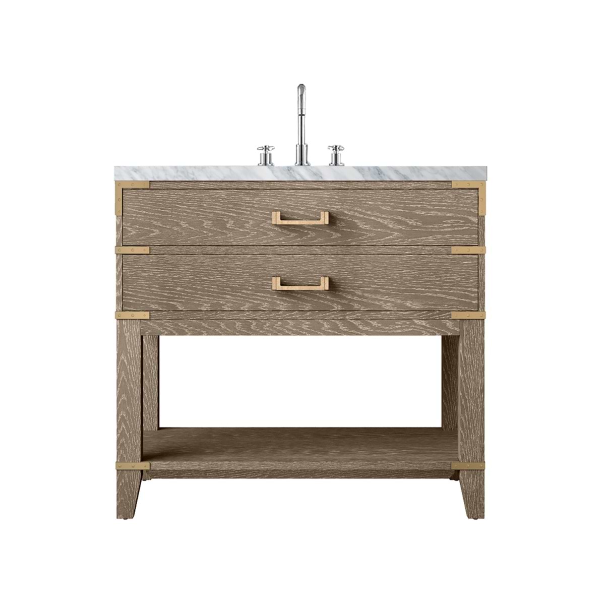 Calico Gray Oak 36" Single Vanity with Carrara Marble Top