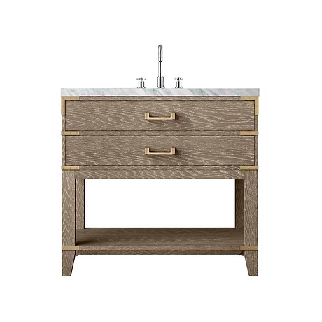 Calico Gray Oak 36" Single Vanity with Carrara Marble Top