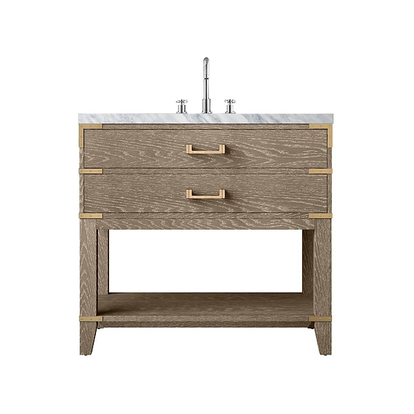 Calico Gray Oak 36" Single Vanity with Carrara Marble Top