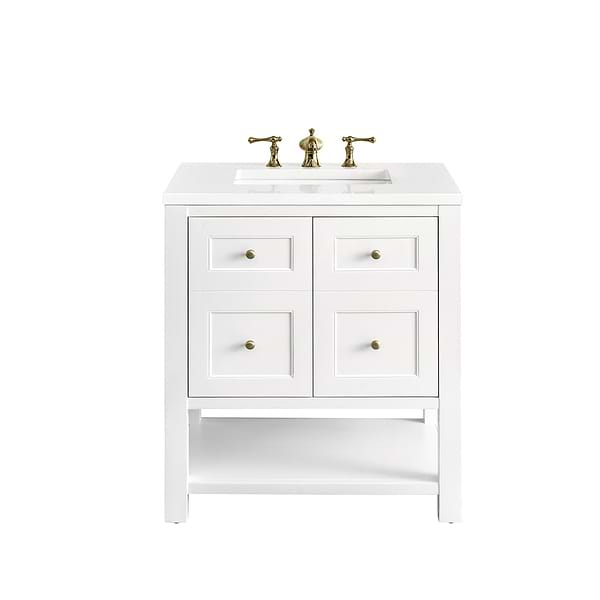 James Martin Vanities Breckenridge Bright White 30" Single Vanity with White Zeus Quartz Top