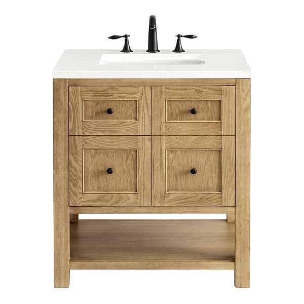 James Martin Vanities Breckenridge Light Natural Oak 30" Single Vanity with White Zeus Quartz Top