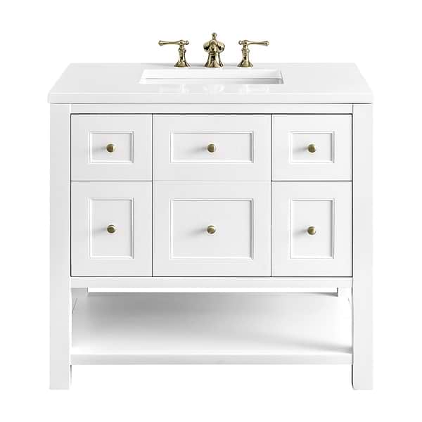 James Martin Vanities Breckenridge Bright White 36" Single Vanity with White Zeus Quartz Top
