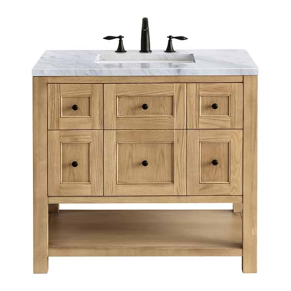 James Martin Vanities Breckenridge Light Natural Oak 36" Single Vanity with Carrara Marble Top