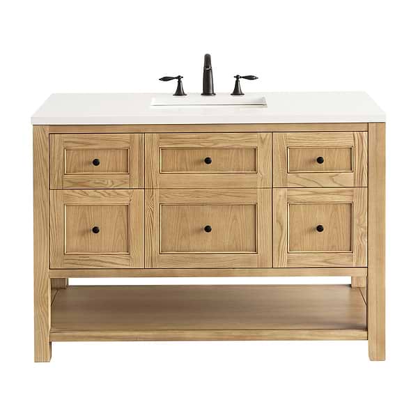 James Martin Vanities Breckenridge Light Natural Oak 48" Single Vanity with White Zeus Quartz Top