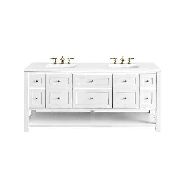 James Martin Vanities Breckenridge Bright White 72" Double Vanity with White Zeus Quartz Top