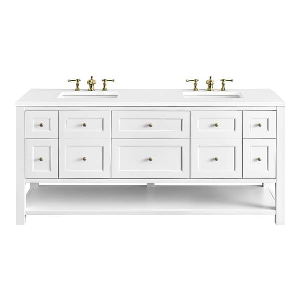 James Martin Vanities Breckenridge Bright White 72" Double Vanity with White Zeus Quartz Top