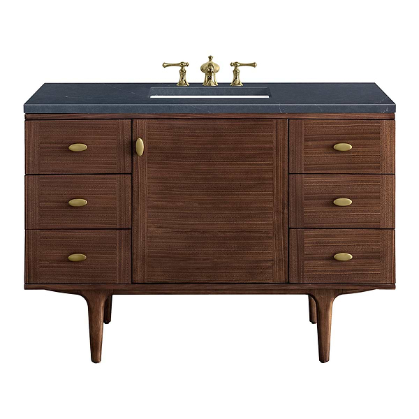 James Martin Vanities Amberly Mid-Century Walnut 48" Single Vanity with Charcoal Soapstone Quartz Top