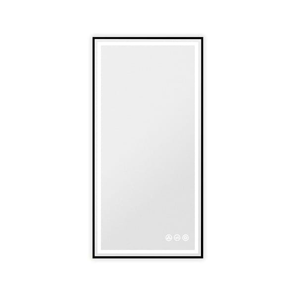 Mage Matte Black 18x36" Framed Rectangle LED Mirror