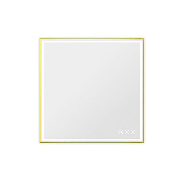 Mage Brushed Gold 36x36" Framed Square LED Mirror; in Gold Stainless Steel Small image; in Style Ideas Classic, Contemporary, Modern, Transitional