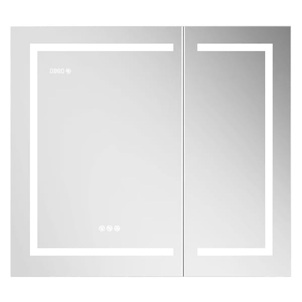 Rory Grooved 36x32" Rectangle Recessed or Wall Mounted LED Medicine Cabinet with Mirror