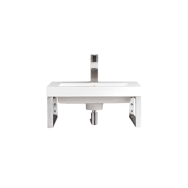 James Martin Vanities Boston Brushed Nickel 20" Floating Sink with White Integrated Top