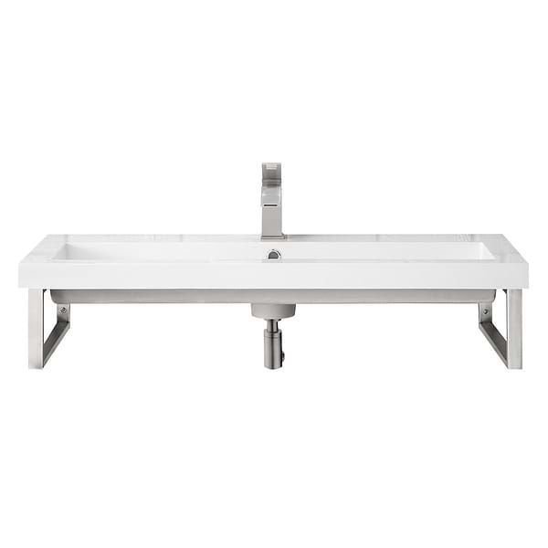 James Martin Vanities Boston Brushed Nickel 40" Floating Sink with White Integrated Top