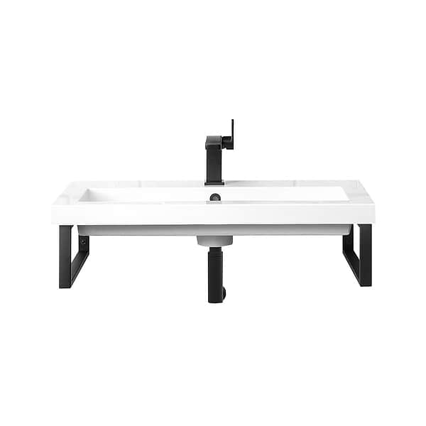 James Martin Vanities Boston Matte Black 32" Floating Sink with White Integrated Top