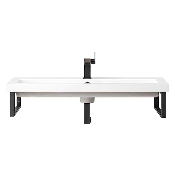James Martin Vanities Boston Matte Black 40" Floating Sink with White Integrated Top